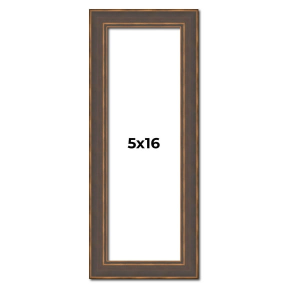 5x16 Frame Golden Caramel Solid Wood Bronze Picture Frame | 1.25 Inch Moulding Width | 0.5 Inch