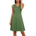 thumbnail image 2 of Einccm Women's Sleeveless V Neck Ruched Drawstring Mini Dress Solid Color Bodycon Wrap Style for Casual Summer Wear, Date Night, Parties and Weekend Outfits, 2 of 7