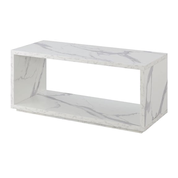 Pemberly Row Modern Square Coffee Table in Faux White Marble