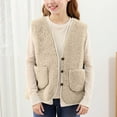 thumbnail image 4 of Arlun Sherpa Vest Girls Fleece Fuzzy Button Down Sleeveless Crop Jackets Fall Winter Soft Cozy Faux Fur Solid Warm Outerwear Vest With Pockets Beige 13-14 Years, 4 of 6