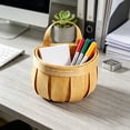 thumbnail image 2 of huayou Natural Wood 6.6x4.7x3.9 Inch Woven Storage Basket, Single Handle Hanging Bin, for Kitchen Wall, Pantry Counter, 2 of 4