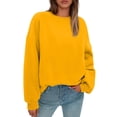 thumbnail image 2 of Crew Neck Sweatshirts Women Fall Oversized Crewneck Sweatshirt Vintage Fleece Pullover Loose Fit Cute Y2K Hoodie Yellow S, 2 of 5