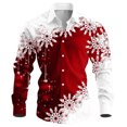 thumbnail image 3 of Ceisia Men's Spring Gift & Winter Fashionable Print Color Contrast Casual Long-Sleeve Turndown Collar Shirt - Loose Large Size T op, 3 of 3
