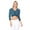 TealBlue/White, variant on YEMAK Women's 3/4 Sleeve V-Neck Polka Dot Cropped Bolero Sweater Cardigan MK8213-TEALBLUE/WHITE-M