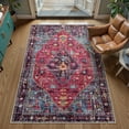 thumbnail image 4 of Lahome Decor 3'x5' Area Rug for Living Room,Machine Washable Non Slip Inside Floor Mat,Vintage Rug,Low Pile Lightweight Vintage Rug for Bedroom Dining Room Office Farmhouse,Purple, 4 of 9