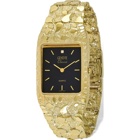 10k Yellow Gold Black 27x47mm Dial Square Face Nugget