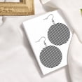 thumbnail image 4 of Round Leathe Dangle Earrings For Women Black White Mosaic Vertical Stripes Circle Shape Drop Earrings Jewelry, 4 of 6