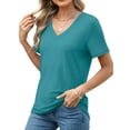 thumbnail image 3 of MOSHU 2 Pack Womens T Shirts V Neck Casual Tops Short Sleeve Comfort Fit Shirts for Women, 3 of 9