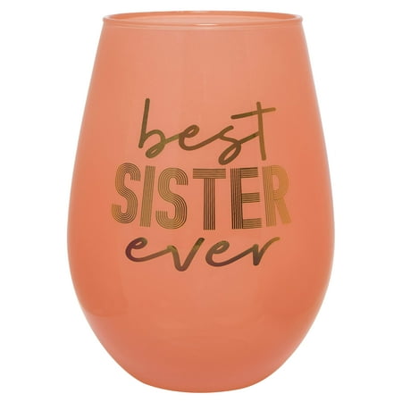 30oz Coral Stemless Wine Glass - Best Sister Ever