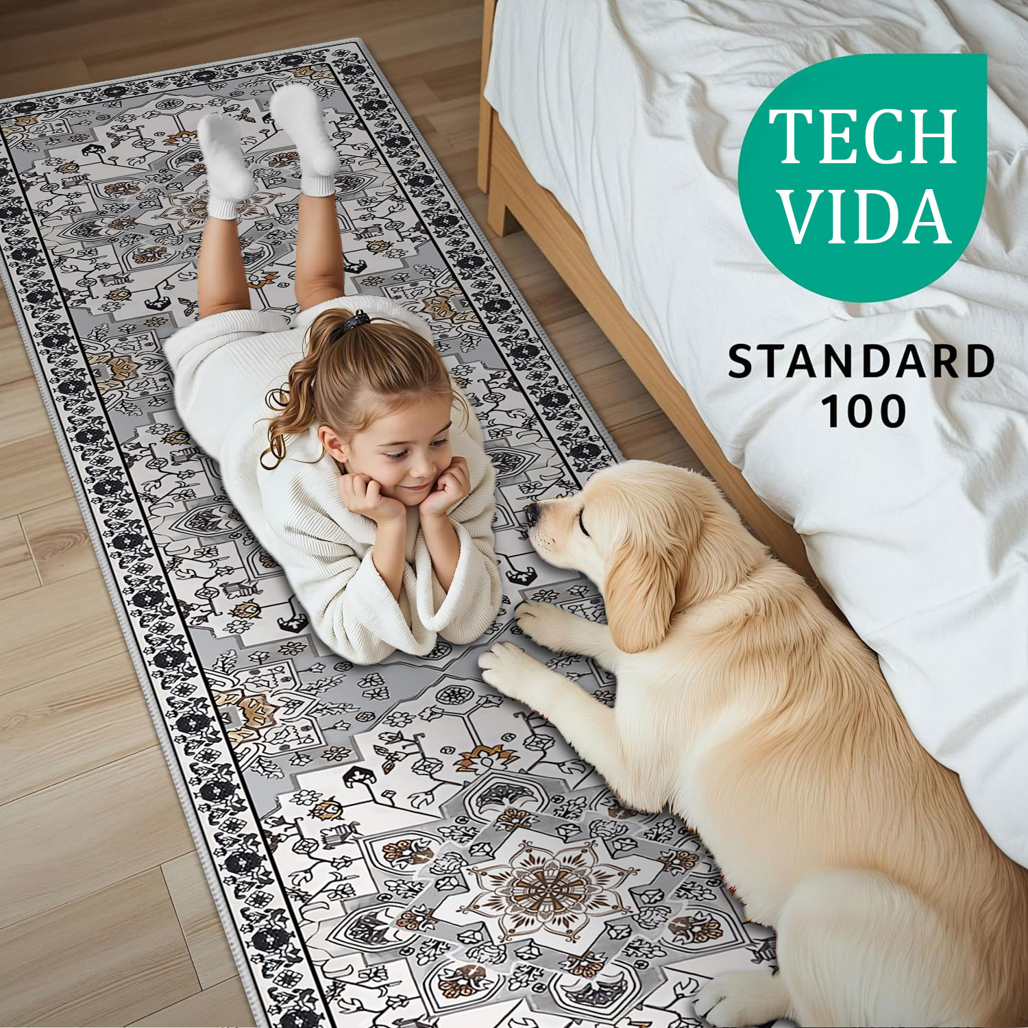 TECHVIDA 2'x8' Hallway Runner Rug Boho,Non Slip Machine Washable Rugs for Hallway Kitchen,Grayish Brown