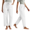 thumbnail image 2 of DYTTDG Women's Casual Drawstring Waist Pants | Elastic Waist Tapered Cropped Trousers with Adjustable Hem & Pockets, Loose Fit Lounge Pants, 2 of 6