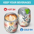 thumbnail image 4 of 12oz Stemless Wine Tumblers Pioneer Flower Vacuum Insulated Stainless Steel Travel Tumbler Cups Mug with Lid and Straw for Champaign,Cocktail,Beer with Cleaning Brush, 4 of 5