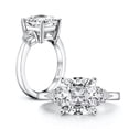 thumbnail image 2 of K-KED Cushion/Radiant Cut CZ Three Stone Engagement Rings Women Sterling Silver 925, 2 of 9