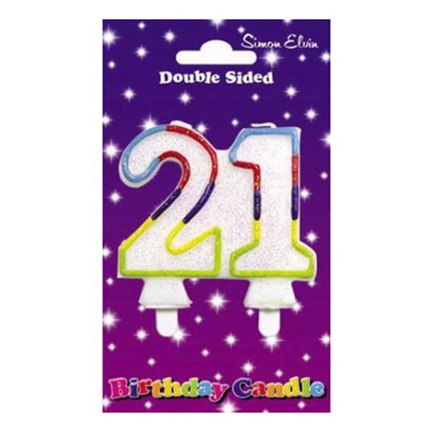 Simon Elvin - Vela de 21 cumpleaños de doble cara (Paquete de 6) (Multicolor)