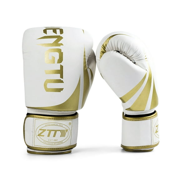 ZTTY Gants de Boxe en PU Premium pour Hommes et Femmes - 10 Oz Entraînement, Sparring, Muay Thaï - Maille Respirante, Bracelet Ajustable, Mousse Absorbant les Chocs - Options Noir/blanc/or
