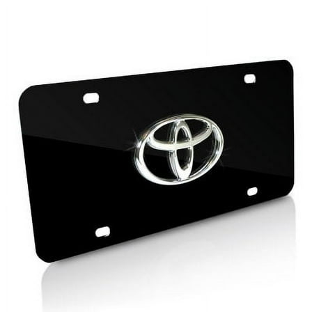 Auto Gold TOYCB Chrome On Black License Logo Plate, Toyota