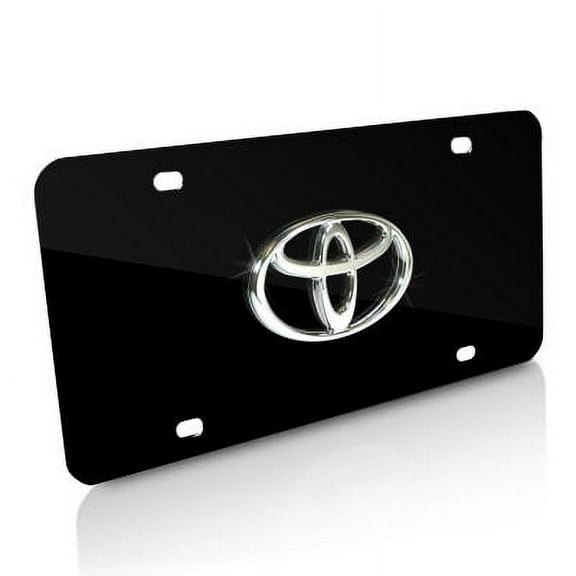 Auto Gold TOYCB Chrome On Black License Logo Plate, Toyota