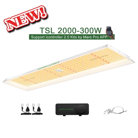 Mars Hydro TSL2000 300W LED Grow Light, Full Spectrum for 4x2ft Uniform Coverage, Daisy Chain & Dimmer