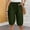 Army Green, variant on Jacenvly New Pants for Women Solid Cotton and Linen Summer Loose Casual Comfortable Elastic Waist Straight Leg Pants Shorts Capris Uv Protection High Waist Womens Half Shorts Navy