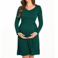thumbnail image 3 of Beaisland Women's Maternity Nursing Dress Long Sleeve Midi Dress For Breastfeeding with Pockets, 3 of 6