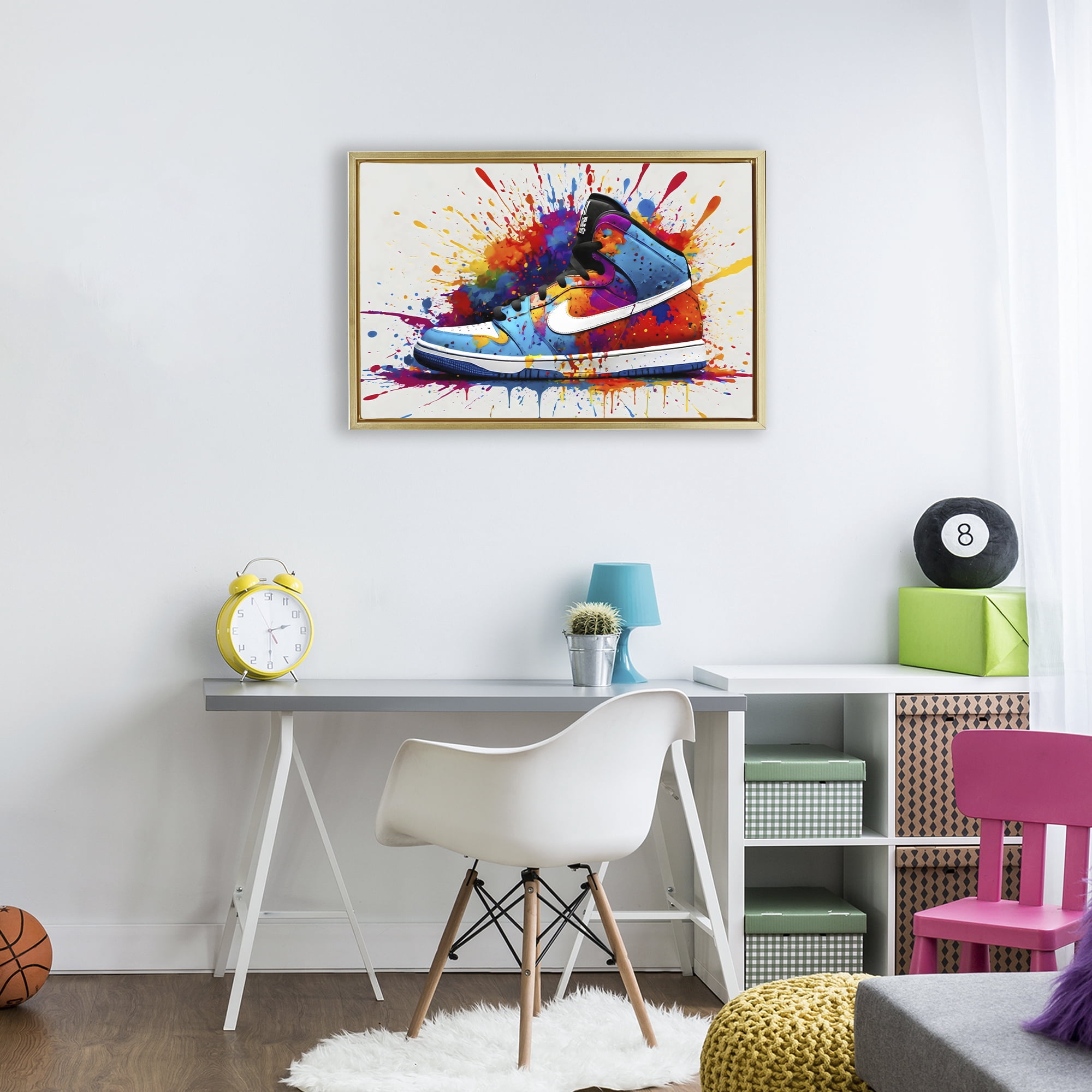 Stupell Industries Centric Sneaker Splash Gold Framed Floater Canvas Wall Art, design by Creative Studio