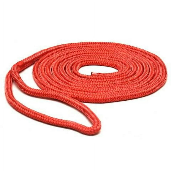SeaGrace Boat Dock Line | Double Braided 1/2 Inch x 15 FT Red