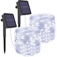 thumbnail image 1 of [Paquete de 2] Guirnaldas de luces solares Litogo para exteriores, 12 m, 120 luces LED solares para jardín, 8 modos, alambre de cobre impermeable, luces solares decorativas para jardín,, 1 of 5