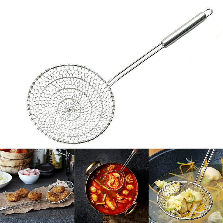 Suwimut 2 Pack Skimmer Slotted Spoon, 13.6 Inch Large Stainless Steel  Skimmer Ladle Spoon Spider Strainer with Handle and Hanging Holes, Fryer  Scoop