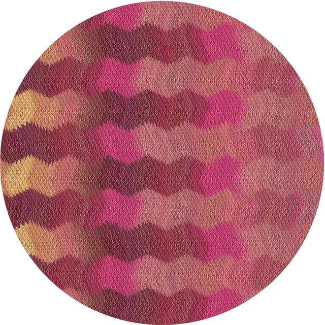 Ahgly Company Tapis Rond Lavable en Machine Intérieur Transitionnel Rouge Cramoisi, 8 Pieds Rond