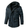 thumbnail image 4 of Brondbend Mens Winter Coats Jacket Mens Hooded Long Sleeved Zipper Pocket Outerwear Solid Color Warm Jacket Loose Fit Party Tops Blue, 4 of 6