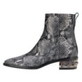 thumbnail image 4 of YDN Women Square Closed Toe Ankle Boots Chain Hollowed Chunky Low Heels Side Zipper Short Booties Ladies Winter Dress Shoes Size 6.5 Snakeskin, 4 of 4