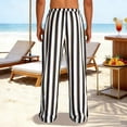 thumbnail image 4 of Amzcrzy Wide Leg Pants Men Lightweight Cotton Linen Striped Men Pants Casual Loose Fit Mens lounge Pants with Elastic Drawstring Waist for Daliy 2026 Black M, 4 of 6