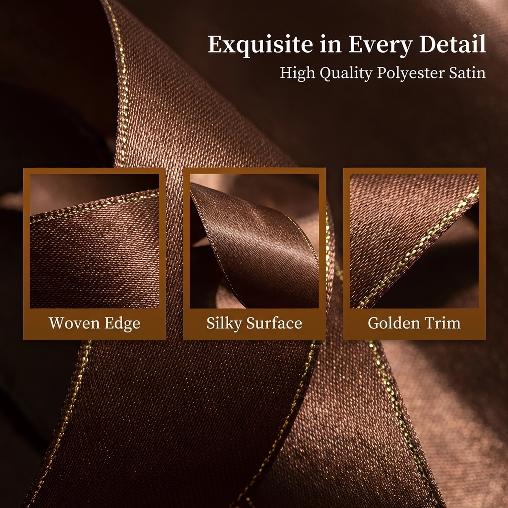 Unique Bargains Elegant Fabric Ribbon for Gift Wrapping and Crafting Projects Brown