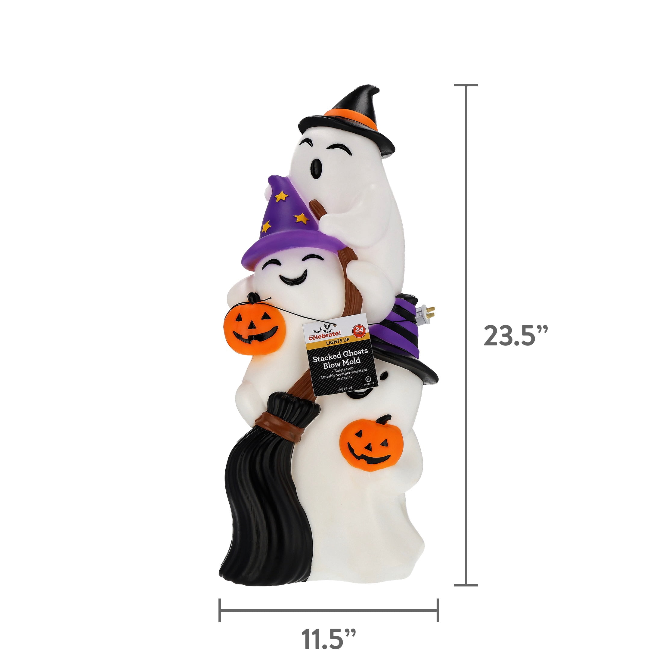 Light-Up Stacked Ghost Witches Blow Mold, 24", Halloween by Way To Celebrate