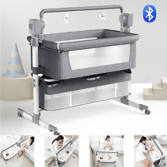 Automatic Electric baby Crib with Bluetooth Music Speaker with Mosquito Net for Newborn