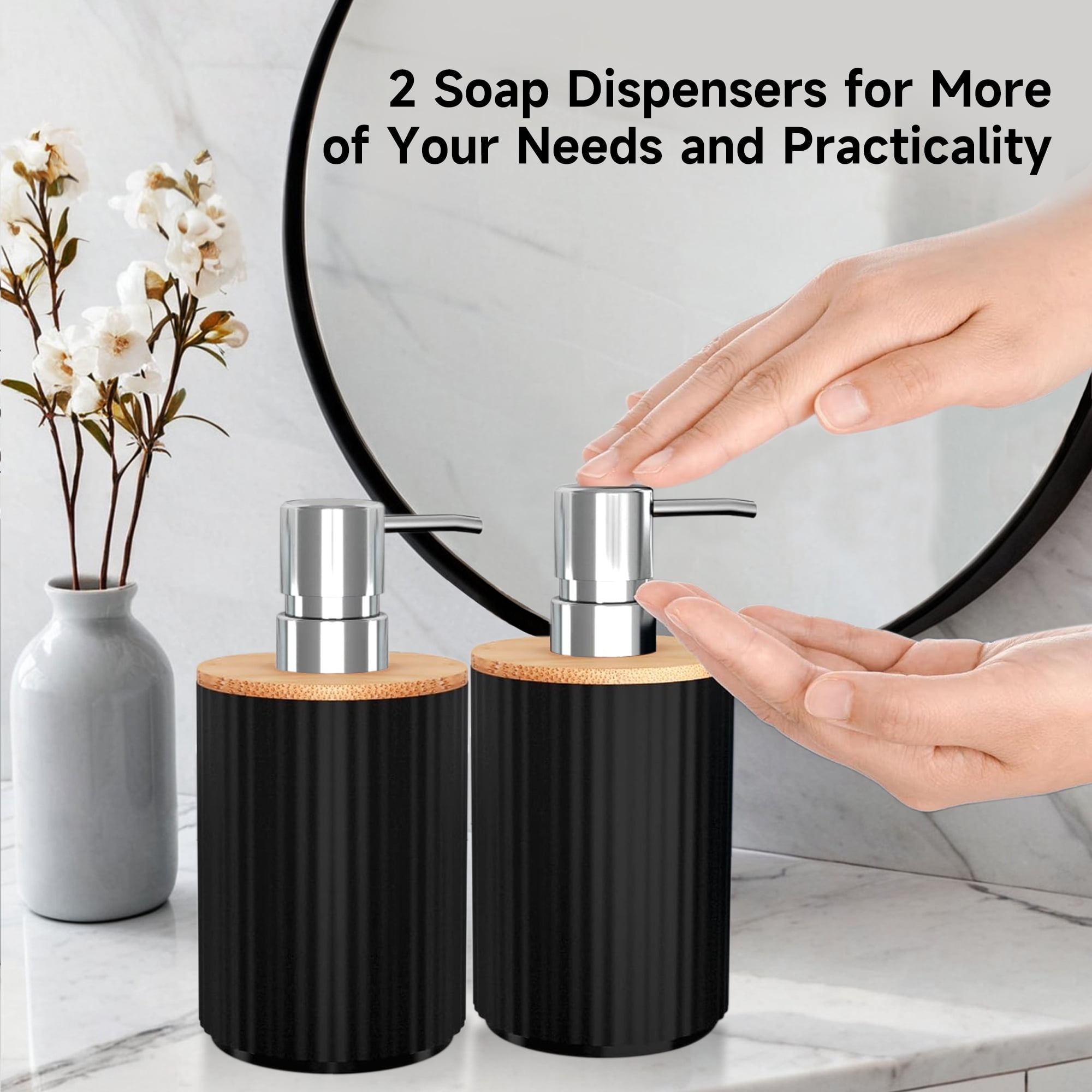 ALLJOY Bathroom Accessories, 23Pcs Black Bathroom Accessories with Shower Curtain and Rugs Set,Bathroom Decor and Accessories