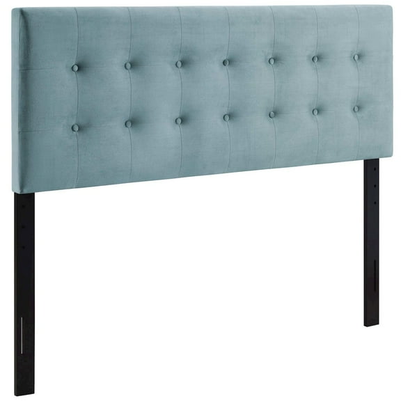 Modway Emily Queen Tufted Performance Velvet Headboard in Light Blue