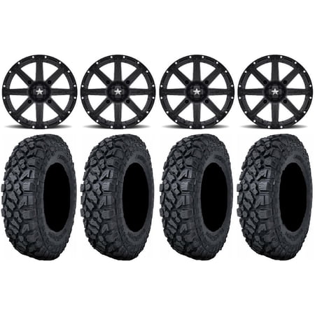 MSA Black Clutch 14 ATV Wheels 28 Klever X/T Tires Honda Rincon Yamaha Rhino Kawasaki Brute Force Suzuki KingQuad