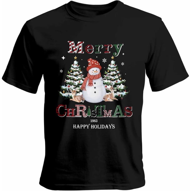 Mens T Shirts Christmas Tree Snowman Short Sleeve Casual Men's Tee Tops Graphic T-Shirts for Teen Boys/Men