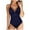 Navy, variant on Women's Elegant One-Piece Swimsuit, V-Neck Ruched Monokini, Adjustable Straps, Tummy Control, Perfect for Beachwear