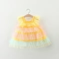 thumbnail image 2 of Hfolob Girls Casual Dresses Kids Sleeveless Tie Dye Gradient Color Flying Sleeve Sweet Cake Mesh Lovely Dresses Party Outfit Birthday Gift 6-12 Months, 2 of 4