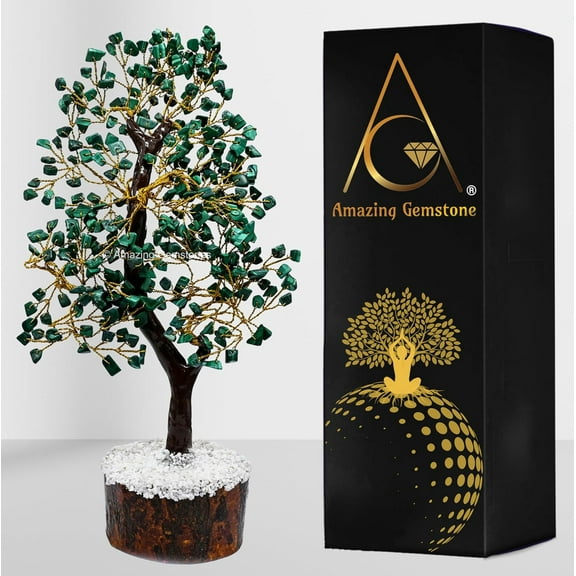 Malachite Crystal Tree - Healing Crystal Bonsai Tree Room Decor Office Desk Decor