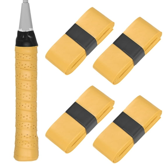 Uxcell 4-Pack Tennis Racket Grip Tape Anti-Slip Sweat Absorbent Pickleball Overgrip Grip Tapes for Pickleball/Racquetball/Badminton Yellow