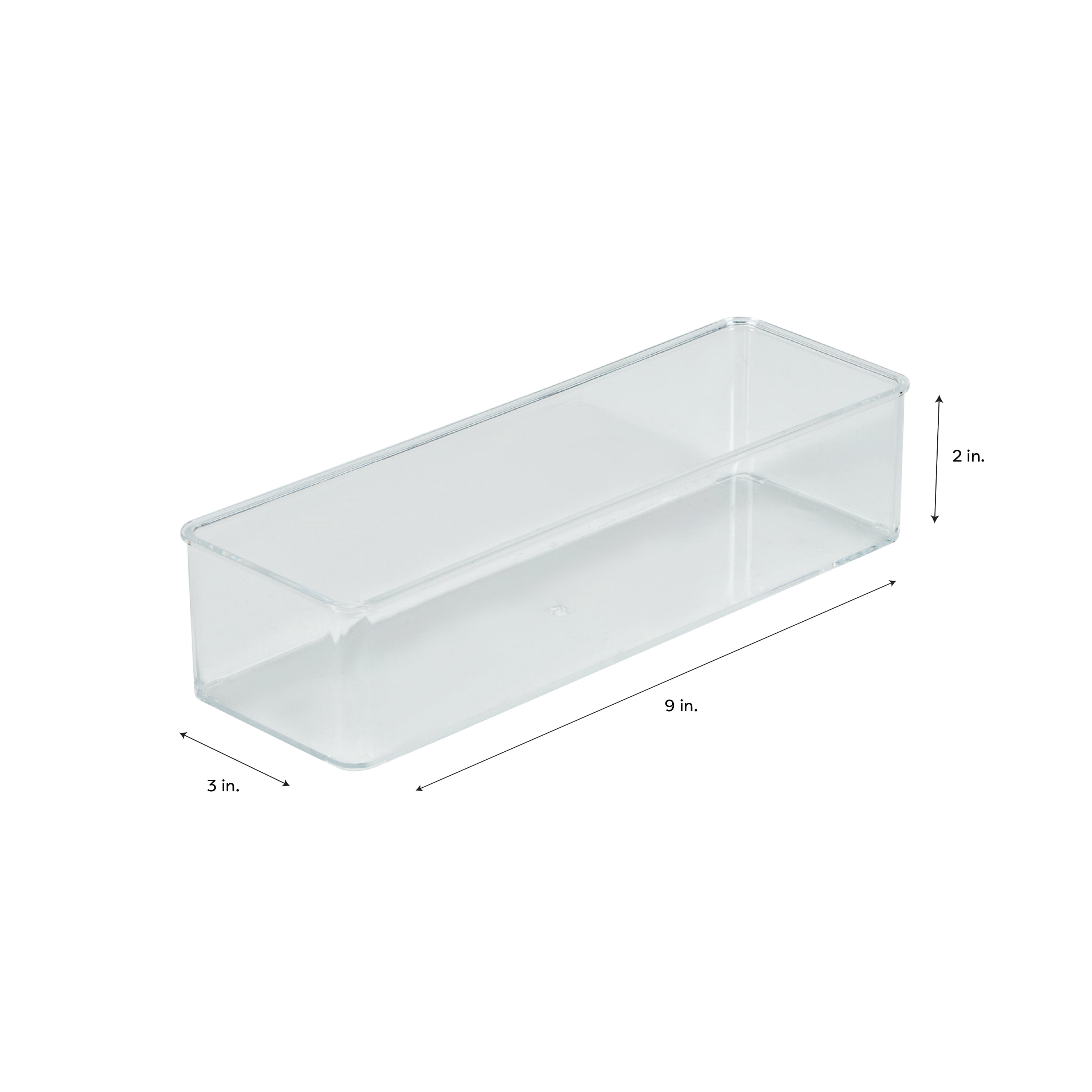 Simplify Medium 9" x 3" Narrow Drawer Organizer, Clear