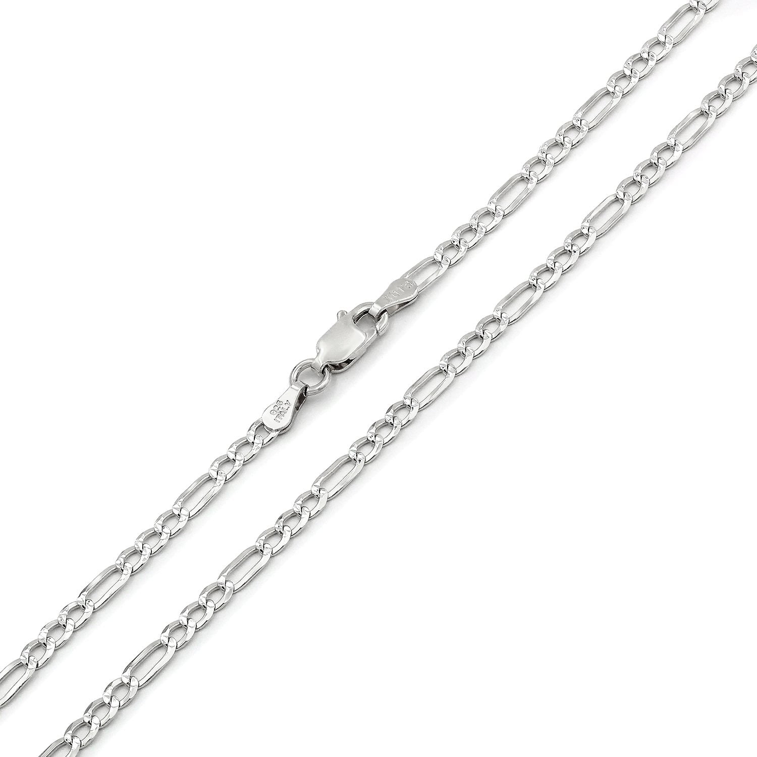 Solid 925 Sterling Silver 2.2mm Italian Figaro Link Chain Necklace 16-30 