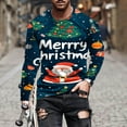 thumbnail image 1 of Blusas y camisas de manga larga con cuello redondo para hombre, con estampado navideño, de manga larga y cuello redondo, para cubrir la cabeza., 1 of 5