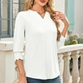 thumbnail image 6 of Blczomt Womens Tops Dressy Casual Plain 3/4 Sleeve Shirts Solid Color 2025 Formal White Womens Spring Blouses, 6 of 8
