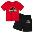 thumbnail image 4 of Camiseta con estampado de dinosaurio de Jurassic Park, trajes de verano para niños, camisetas de manga corta y pantalones cortos con estampado de dibujos animados, 4 of 5