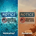 thumbnail image 5 of (2 Pack) Weapon Free Zone OSHA Notice Sign 5 Inch X 3.5 Inch Vinyl Label Decal Sticker Weather Resistant, UV Protected for Workplace, Business, and Construction Site, Made in the USA, 5 of 7
