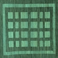 thumbnail image 1 of Ahgly Company Machine Washable Indoor Square Checkered Turquoise Blue Modern Area Rugs, 3' Square, 1 of 4